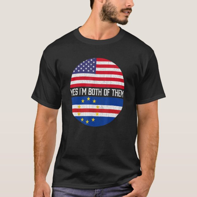 Half American Half Cape Verdean Usa Flag Family He T-Shirt (Front)