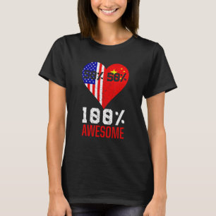 Half American Half Chinese Heart US China Flag T-Shirt