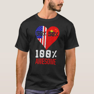 Half American Half Chinese Heart US China Flag T-Shirt