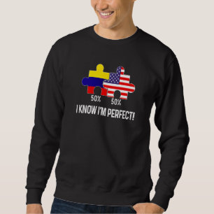 Half American Half Colombian Flag Combined Map Col Sweatshirt