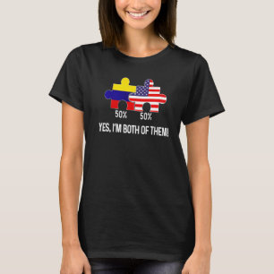 Half American Half Colombian Flag Combined Map Col T-Shirt
