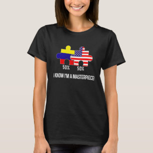 Half American Half Colombian Flag Combined Map Col T-Shirt
