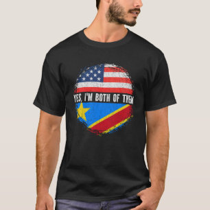 Half American Half Congolese USA Flag Congo T-Shirt