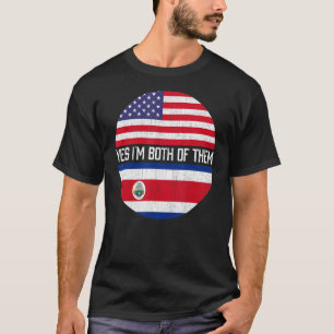 Half American Half Costa Rican Usa Flag Family Her T-Shirt