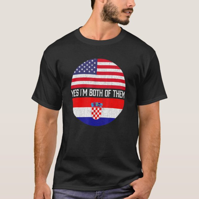 Half American Half Croatian Usa Flag Family Herita T-Shirt (Front)
