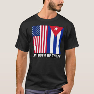 Half American Half Cuban Heritage USA & Cuba Flag T-Shirt
