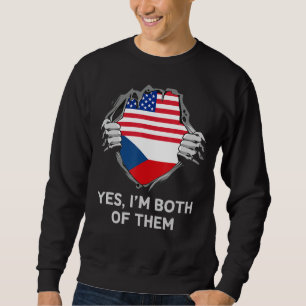 Half American Half Czech USA Czechia Flag Mens Wom Sweatshirt