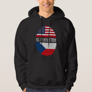 Half American Half Czech USA Flag Czech Republic H Hoodie