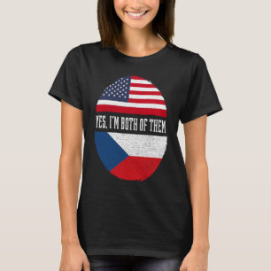 Half American Half Czech USA Flag Czech Republic H T-Shirt