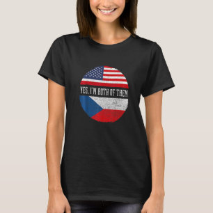 Half American Half Czech USA Flag Czech Republic H T-Shirt