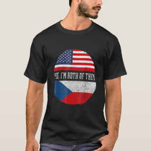 Half American Half Czech USA Flag Czech Republic H T-Shirt