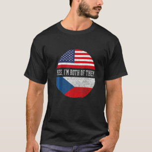 Half American Half Czech USA Flag Czech Republic H T-Shirt