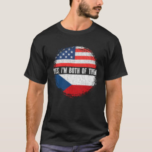 Half American Half Czech USA Flag Czech Republic  T-Shirt