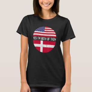 Half American Half Danish Usa Flag Family Heritage T-Shirt