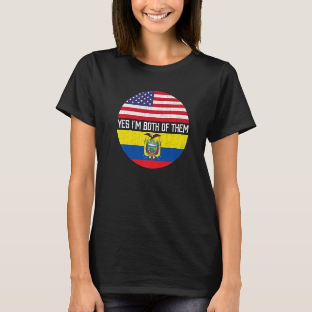 Half American Half Ecuadorian Usa Flag Family Heri T-Shirt (Front)