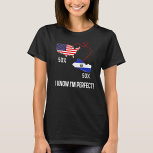 Half American Half El Salvador Flag Combined Map S T-Shirt