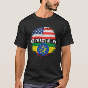 Half American Half Ethiopian USA Flag Ethiopia T-Shirt