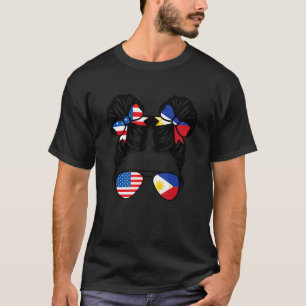 Half American Half Filipino Girl USA Philippine Fl T-Shirt