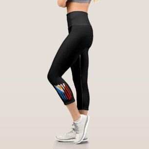 Half American Half Filipino Philippines Flag Capri Leggings