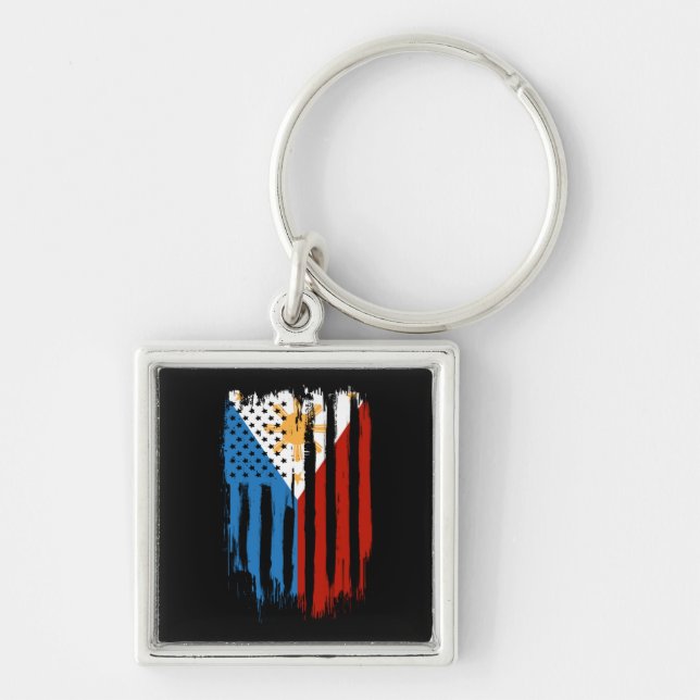 Half American Half Filipino Philippines Flag Key Ring (Front)