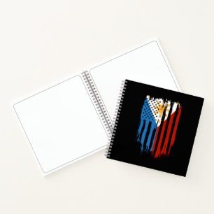 Half American Half Filipino Philippines Flag Notebook