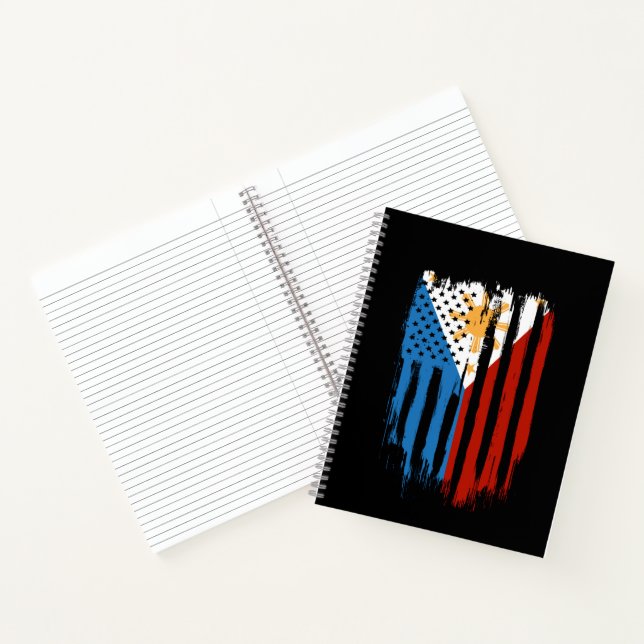 Half American Half Filipino Philippines Flag Notebook (Inside)