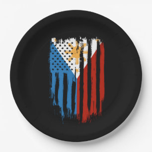 Half American Half Filipino Philippines Flag Paper Plate