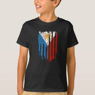 Half American Half Filipino Philippines Flag T-Shirt