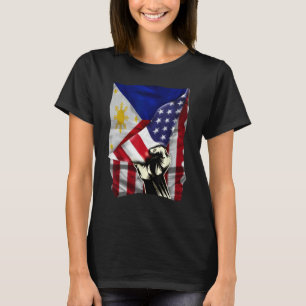 Half American Half Filipino ROOTS USA Flag Philipp T-Shirt