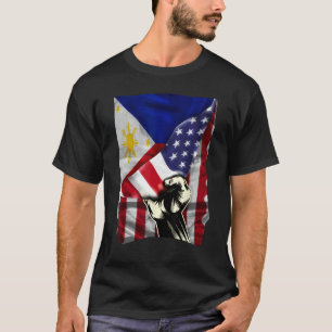 Half American Half Filipino ROOTS USA Flag Philipp T-Shirt