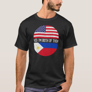 Half American Half Filipino Usa Flag Family Herita T-Shirt