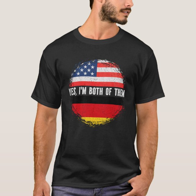 Half American Half German USA Flag Germany  T-Shirt (Front)
