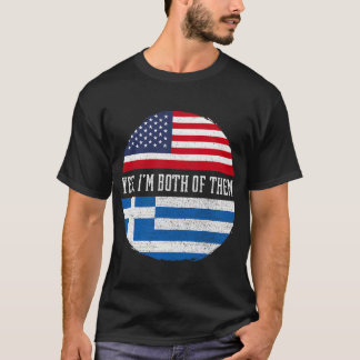 Half American Half Greek USA Flag Greece Heritage  T-Shirt