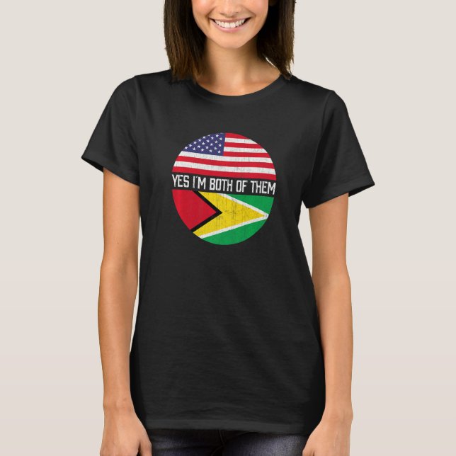 Half American Half Guyanese Usa Flag Family Herita T-Shirt (Front)