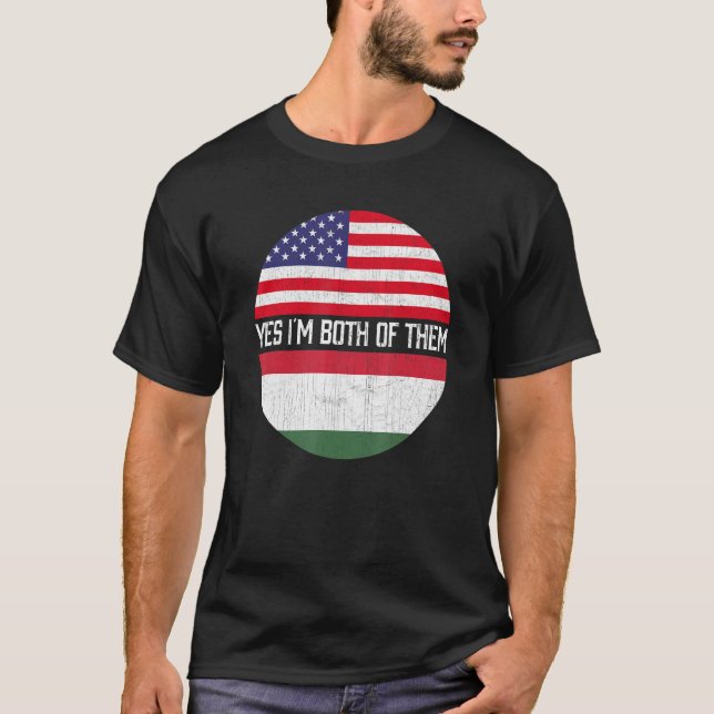 Half American Half Hungarian Usa Flag Family Herit T-Shirt (Front)