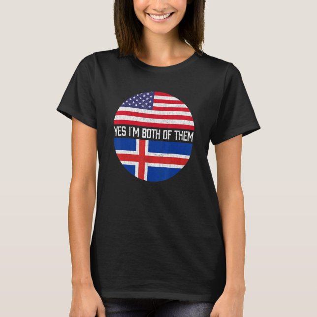 Half American Half Icelandic Usa Flag Family Herit T-Shirt (Front)