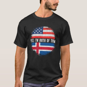 Half American Half Icelandic USA Flag Iceland  T-Shirt