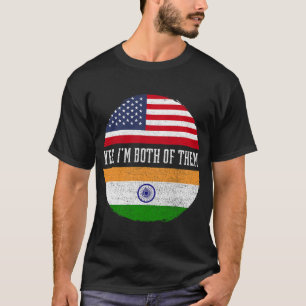 Half American Half Indian USA Flag India Heritage T-Shirt