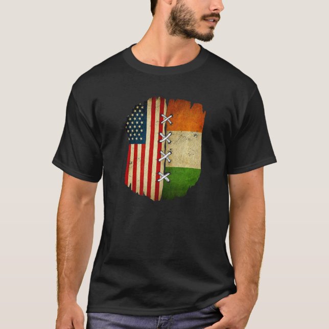 Half American Half Irish USA Ireland Flag Premium T-Shirt (Front)