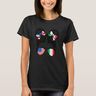Half American Half Italian Girl USA Italy Flag Pat T-Shirt