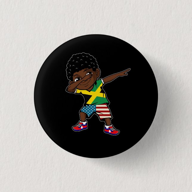 Half American Half Jamaican Boy Kid Jamaica Flag P 3 Cm Round Badge (Front)