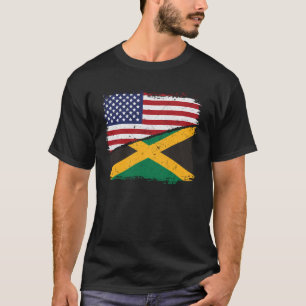 Half American Half Jamaican USA Flag Jamaica Flag  T-Shirt