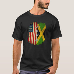 Half American Half Jamaican USA Flag Jamaica Flag  T-Shirt