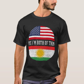 Half American Half Kurdish USA Flag Kurdistan Heri T-Shirt