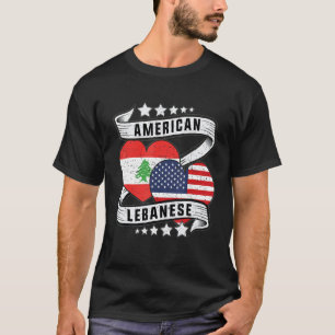 Half American half Lebanese Flag Lebanese America T-Shirt