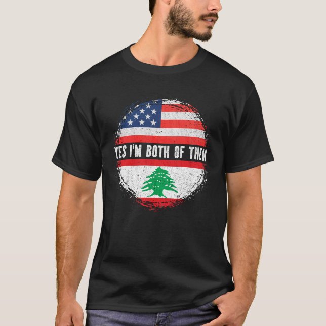 Half American Half Lebanese USA Flag Lebanon  T-Shirt (Front)