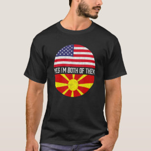 Half American Half Macedonian Usa Flag Family Heri T-Shirt