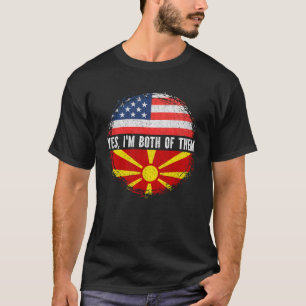 Half American Half Macedonian USA Flag Macedonia T-Shirt