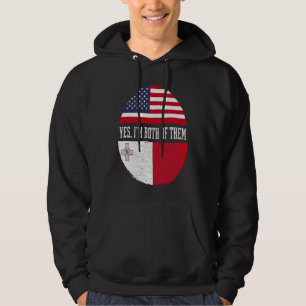 Half American Half Maltese USA Flag Malta Heritage Hoodie