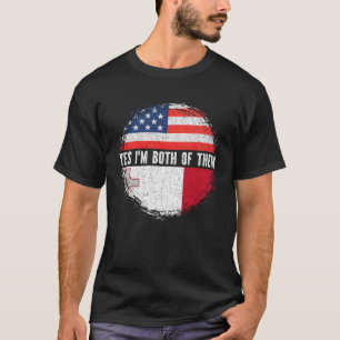 Half American Half Maltese USA Flag Malta Heritage T-Shirt
